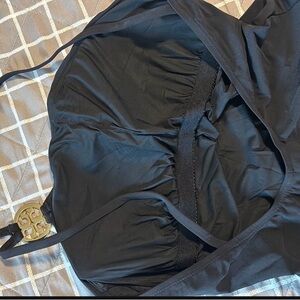 Tory Burch Black Swimwear Top with Gold Logo Tag